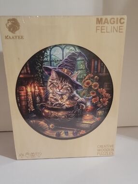 Kaayee Magic Feline Wooden Puzzle - Cat in Witch Hat Factory Sealed